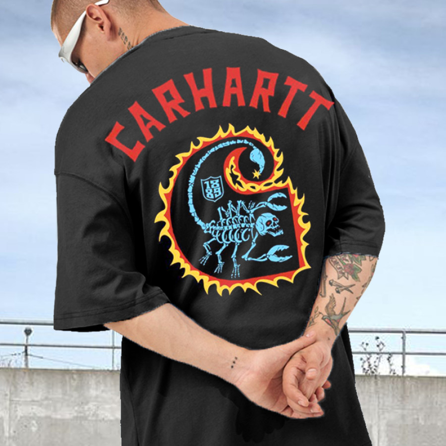 Мужская футболка Carhartt Oversize Vintage с принтом огненного скорпиона