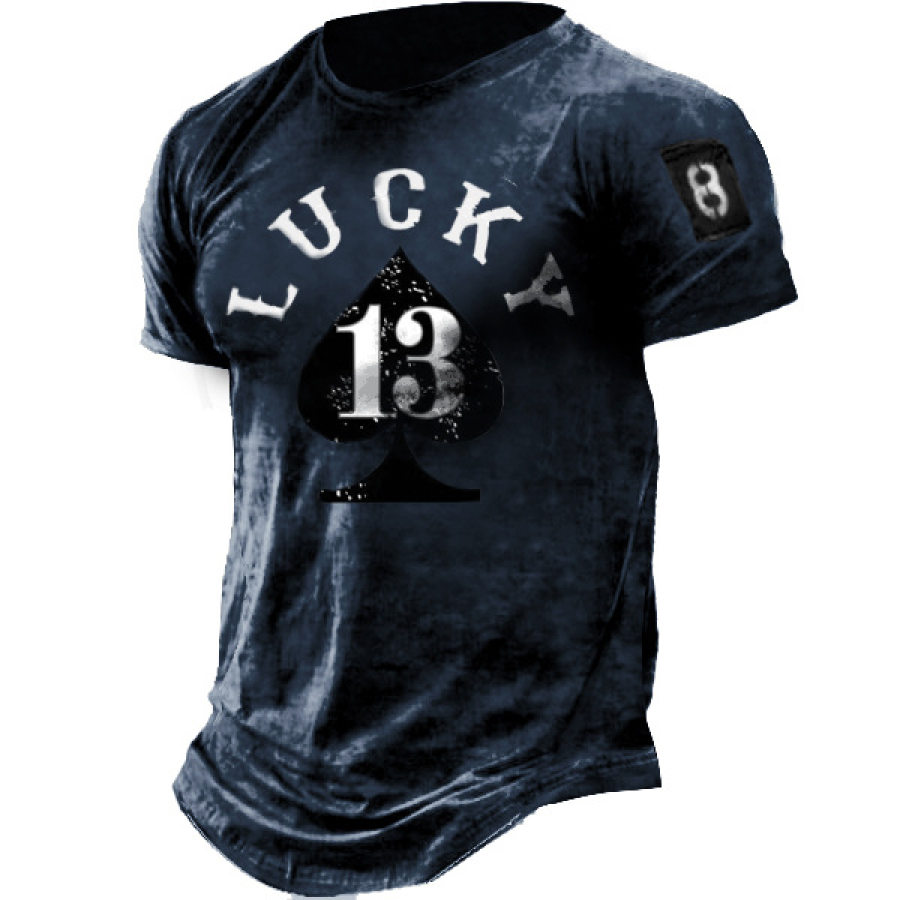 Мужская хлопковая футболка с винтажным принтом Lucky 13
