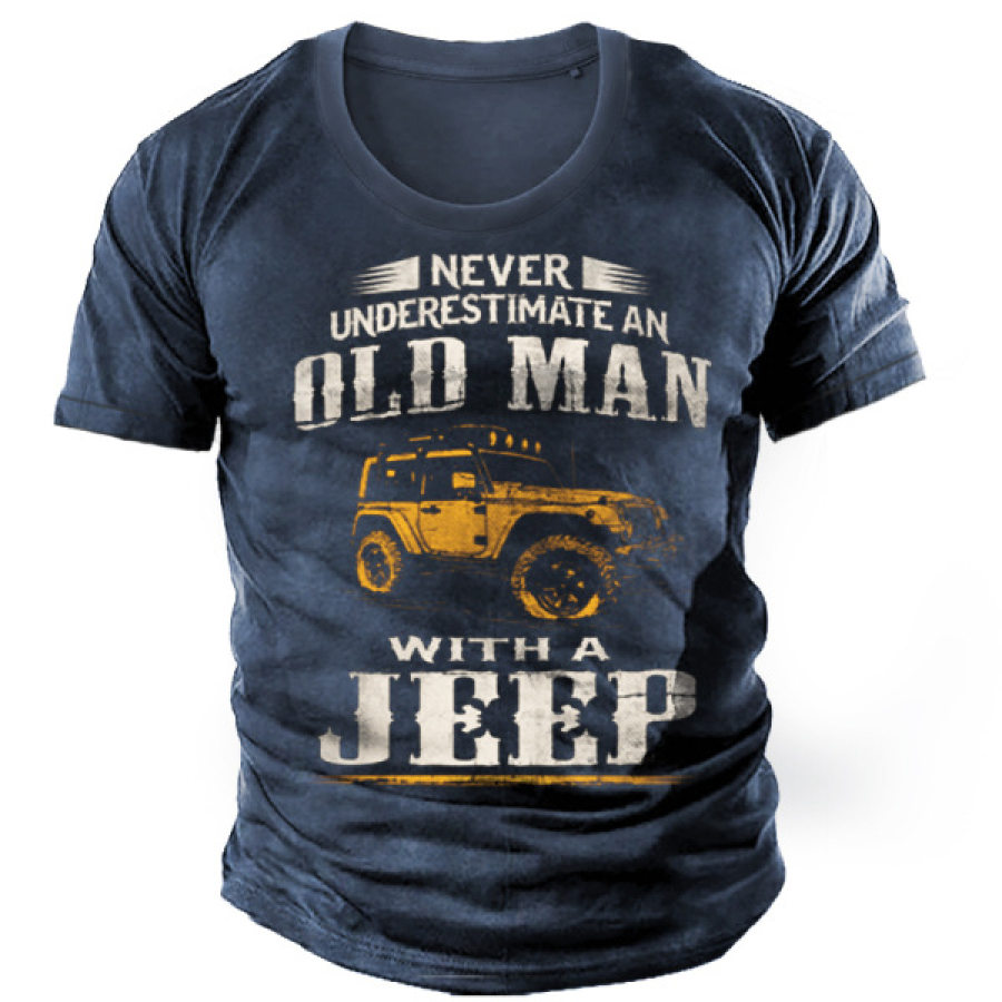 Мужская хлопковая футболка с винтажным принтом Old Man's Jeep