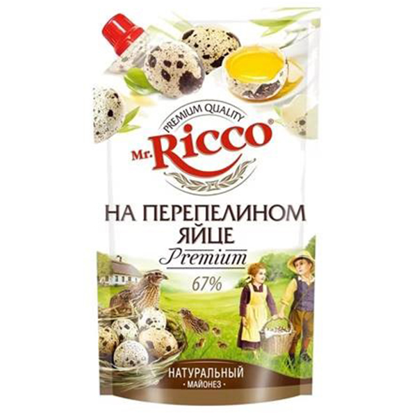   Водовоз Майонез Mr.Ricco Organic на перепелином яйце 67% 400 мл