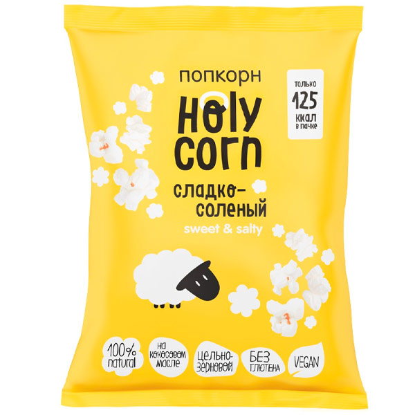 Чипсы, сухарики и снэки  Водовоз Попкорн Holy Corn сладко-солёный 30 гр