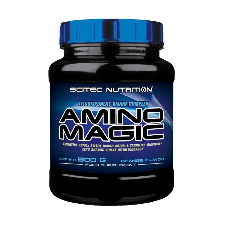 Аминокислоты ВСАА, L-карнитин, биоперин, Scitec Nutrition Amino Magic, порошок, 500 г, апельсин