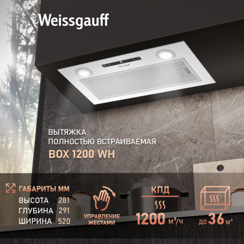 Врезные блоки Кухонная встраиваемая вытяжка Weissgauff BOX 1200 WH