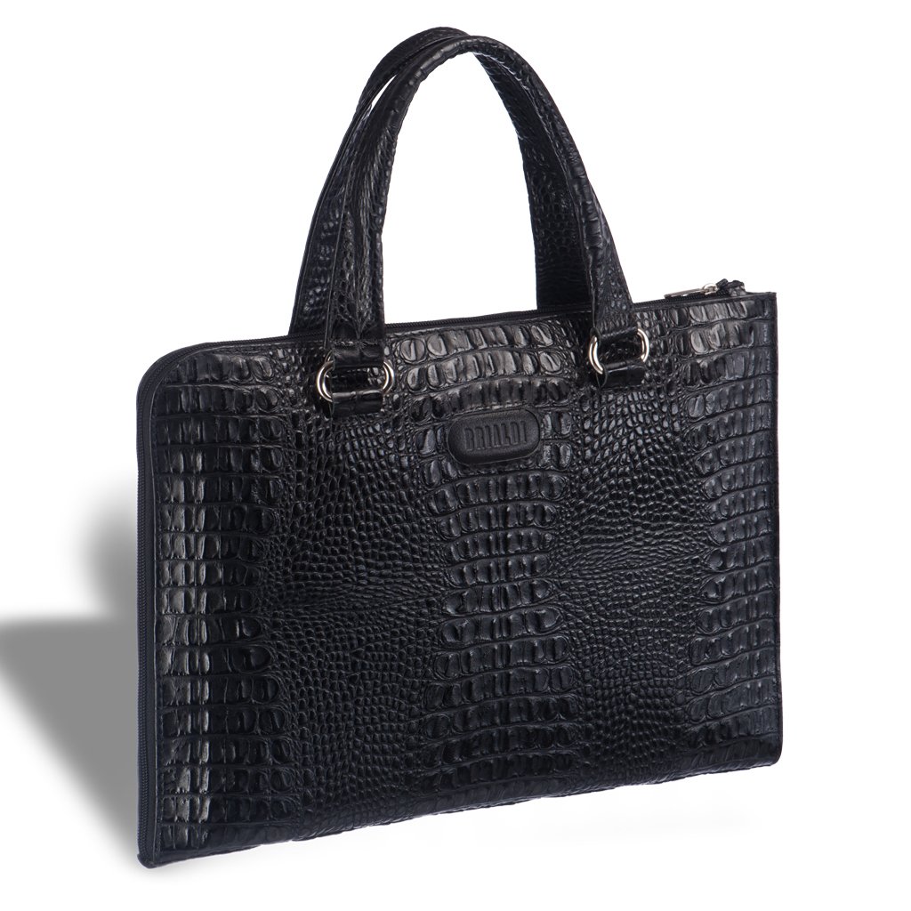 Женская деловая сумка BRIALDI Aisa (Аиса) croco black