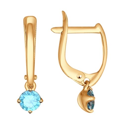 Серьги детские с английским замком из золота 027398