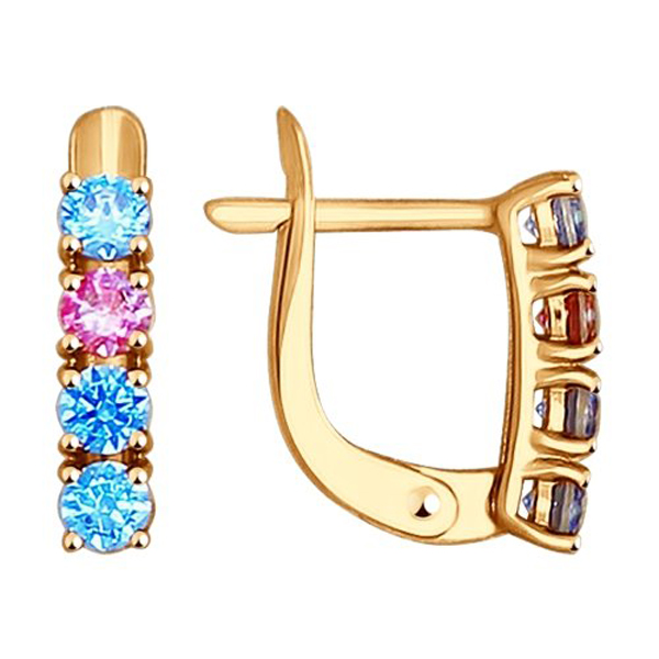 Серьги детские с английским замком из золота 027447