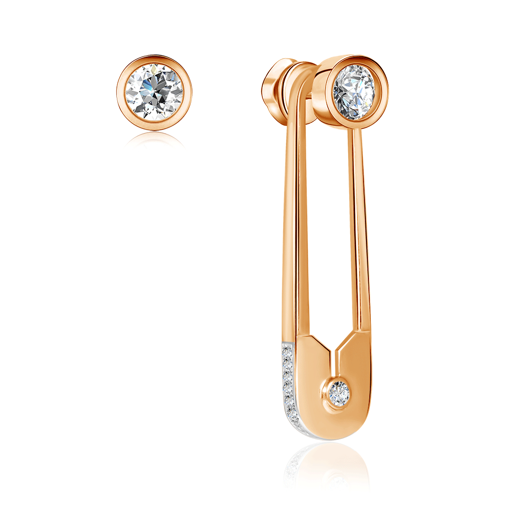 Серьги из красного золота с фианитами Д0268-026987