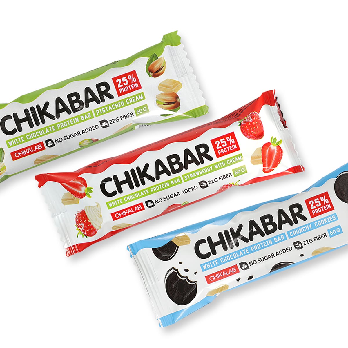 Протеиновый батончик Chikalab – Chikabar - Ассорти в белом шоколаде (20 шт.)
