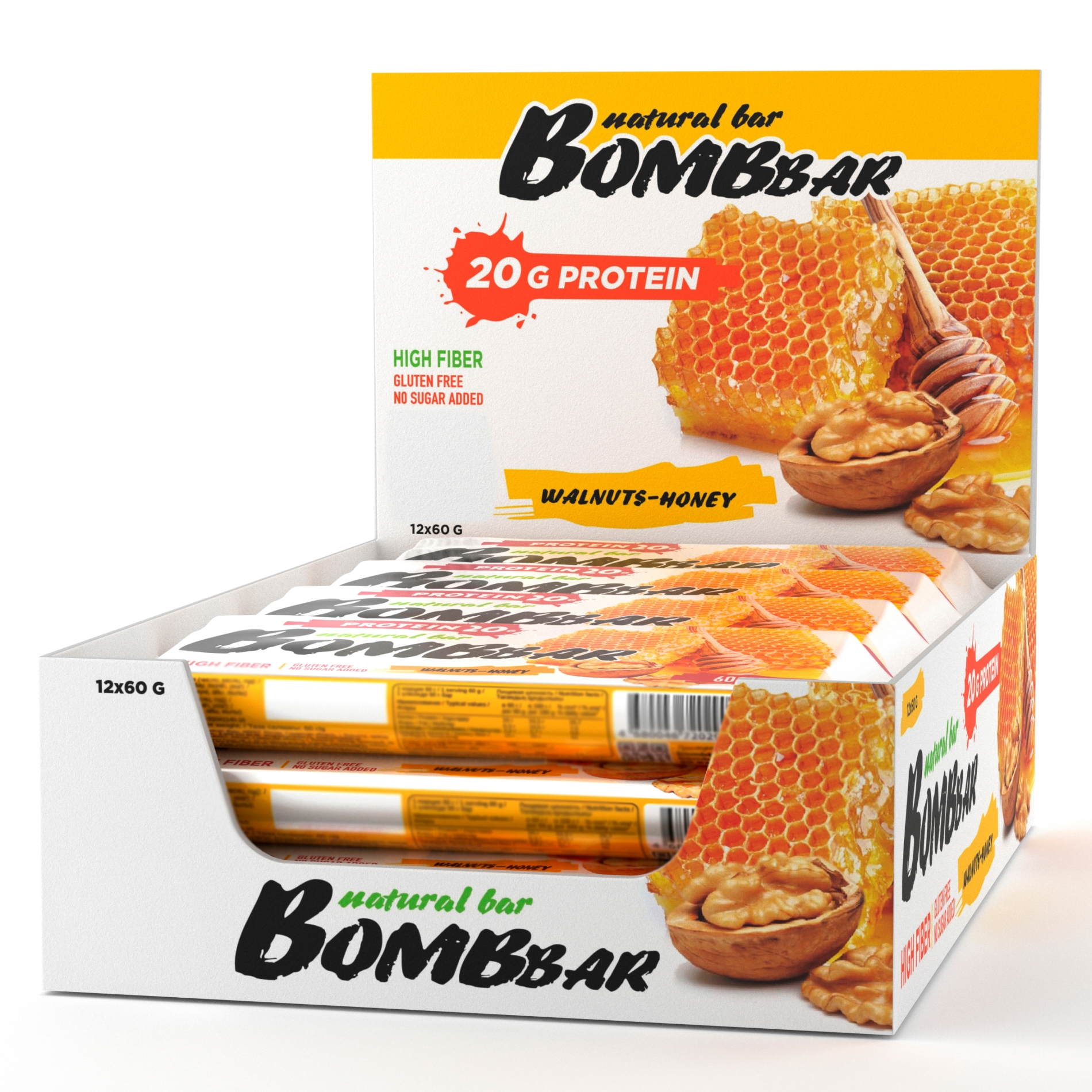 Протеиновый батончик Bombbar - Грецкий орех с мёдом (12 шт.)