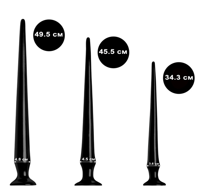 Гиганты  IntimShop Набор больших анальных стимуляторов XR Brands Hosed Slim Tapered Anal Hose Trainer Set 3 шт, черные