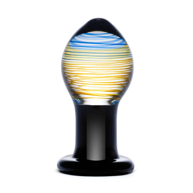  Стеклянная анальная пробка Glas Galileo 9 см, желтая