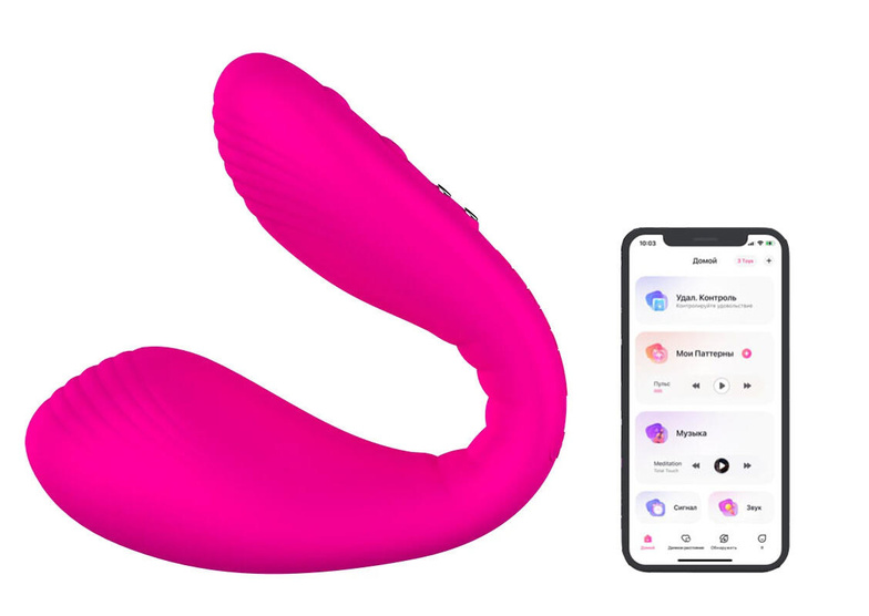 Клитор + Точка-G  IntimShop Вагинально-клиторальный вибратор с фиксацией формы Lovense Dolce, розовый