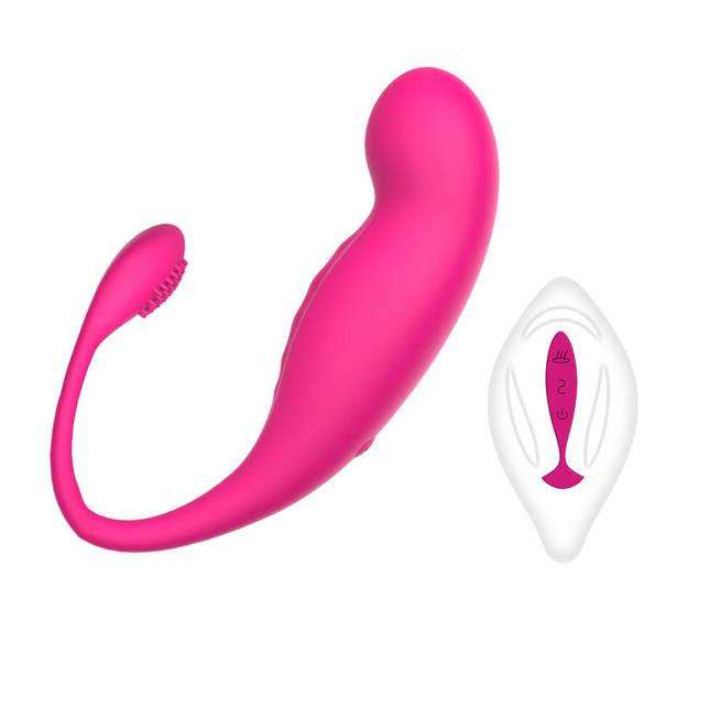 Клитор + Точка-G Вибратор с имитацией фингеринга MyToys MyFinger с клиторальным стимулятором и пультом ДУ, розовый