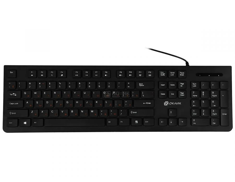   Нотик Клавиатура проводная Oklick 505M, USB, Черный 1196544