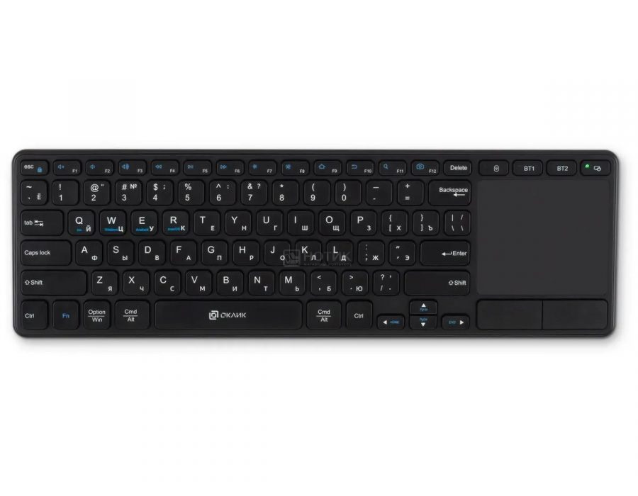  Клавиатура беспроводная с тачпадом Oklick K614W, Wireless/USB, Черный 1979327