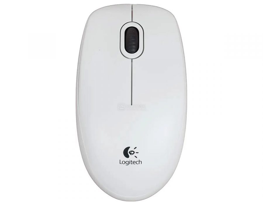  Мышь проводная Logitech B100 910-003360, 800dpi, Белый