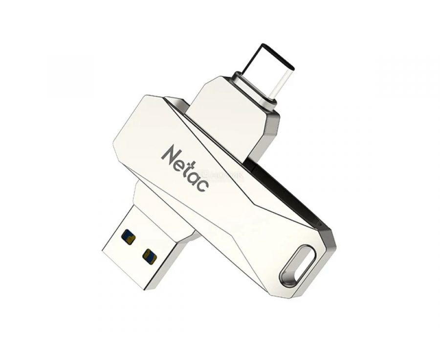  Флешка Netac U782C, 32Gb, USB 3.0/USB Type-C, Серебристый NT03U782C-032G-30PN