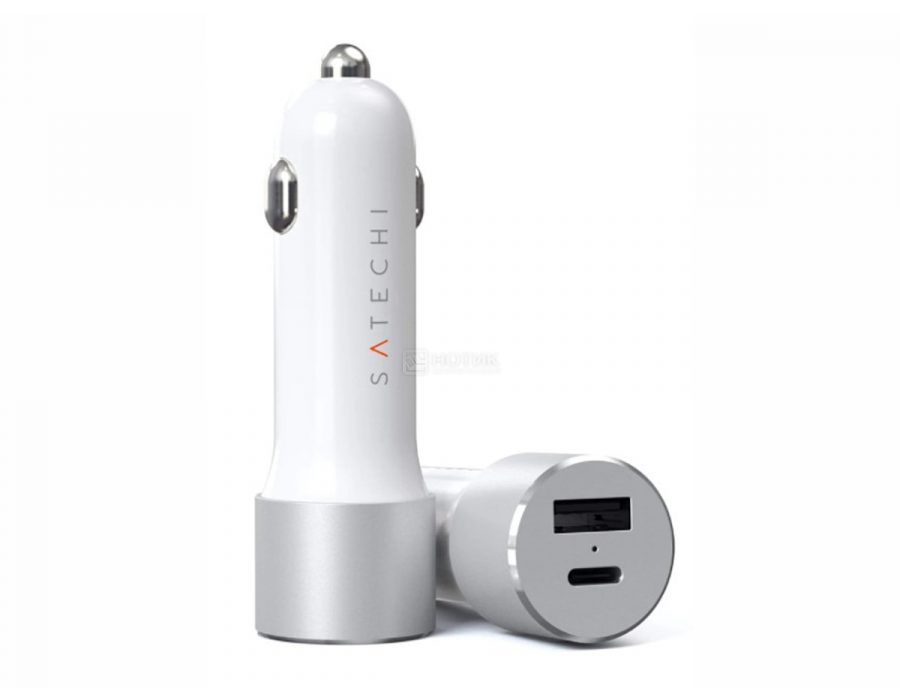 Автомобильное зарядное устройство Satechi 72W Type-C PD Car Charger, USB, USB Type-C (PD), Серебристый ST-TCPDCCS