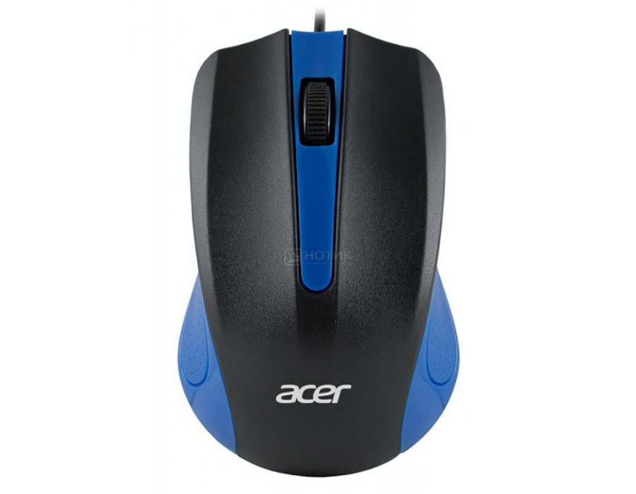 Мышь проводная Acer OMW011,1200dpi, USB, Черный/Синий ZL.MCEEE.002