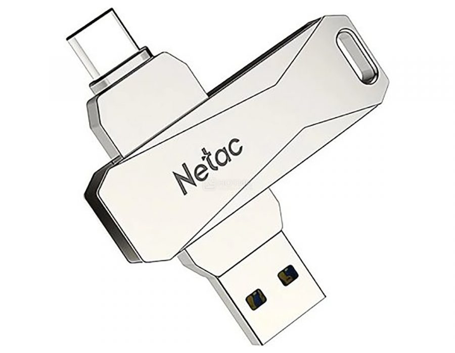  Флешка Netac U782C, 64Gb, USB 3.0/USB Type-C, Серебристый NT03U782C-064G-30PN