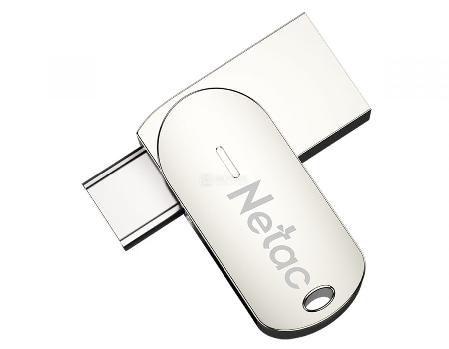   Нотик Флешка Netac U785С, 64Gb, USB 3.0/USB Type-C, Серебристый NT03U785C-064G-30PN