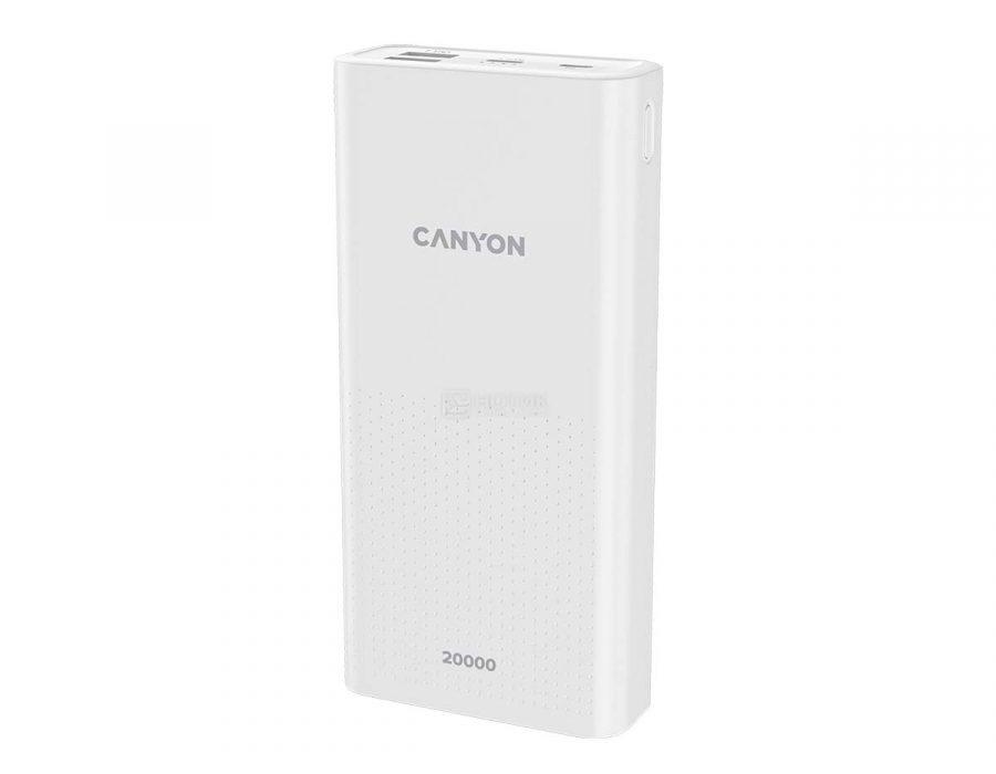  Внешний аккумулятор Canyon PB-2001, 20000 мАч, 10Вт, 5В/2.1A, 2xUSB, Белый CNE-CPB2001W