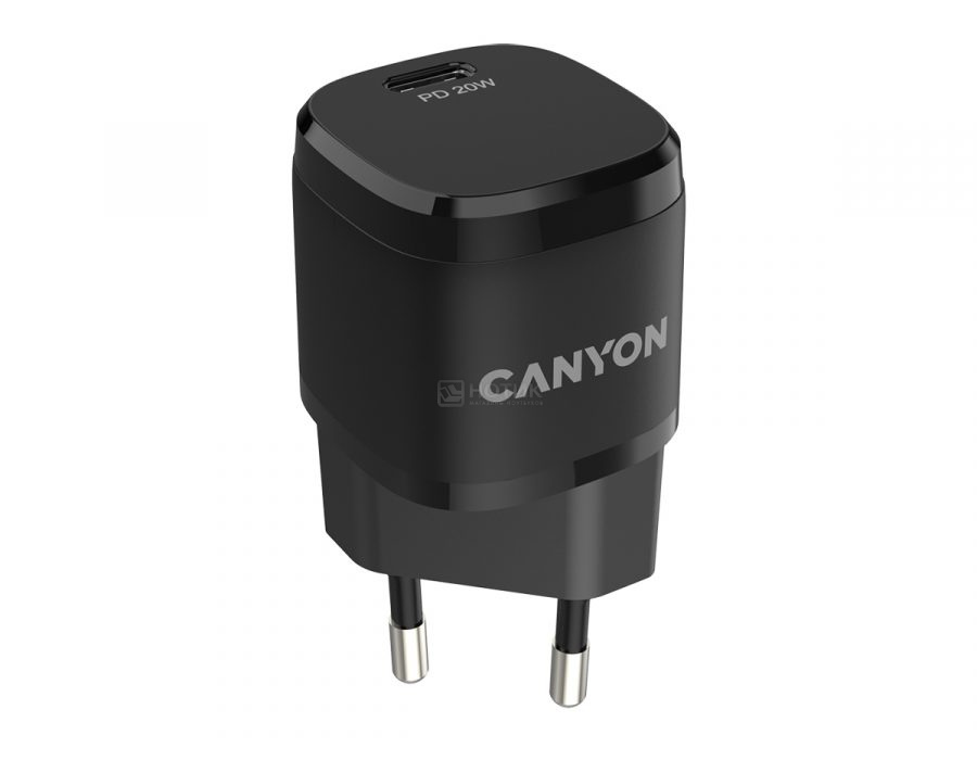  Сетевое зарядное устройство (адаптер питания) Canyon H-20-05, USB Type-C, до 20Вт, Черный CNE-CHA20B05