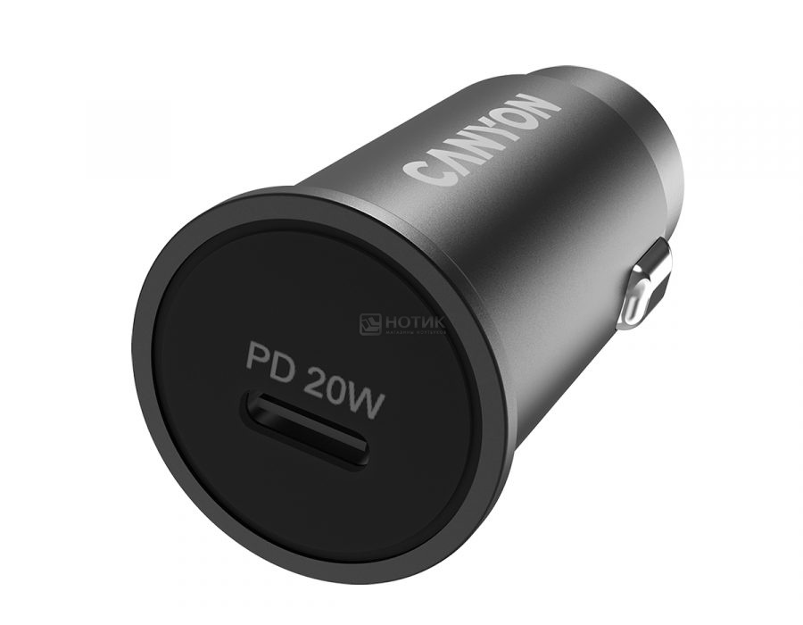   Нотик Автомобильное зарядное устройство Canyon С-20, до 20Вт, USB Type-C, Черный CNS-CCA20B