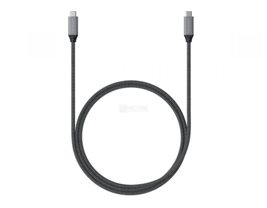 Кабель Satechi USB4 C-TO-C CABLE (0.80м) для зарядки и передачи данных (до 100W), Серый космос, ST-U4C80M