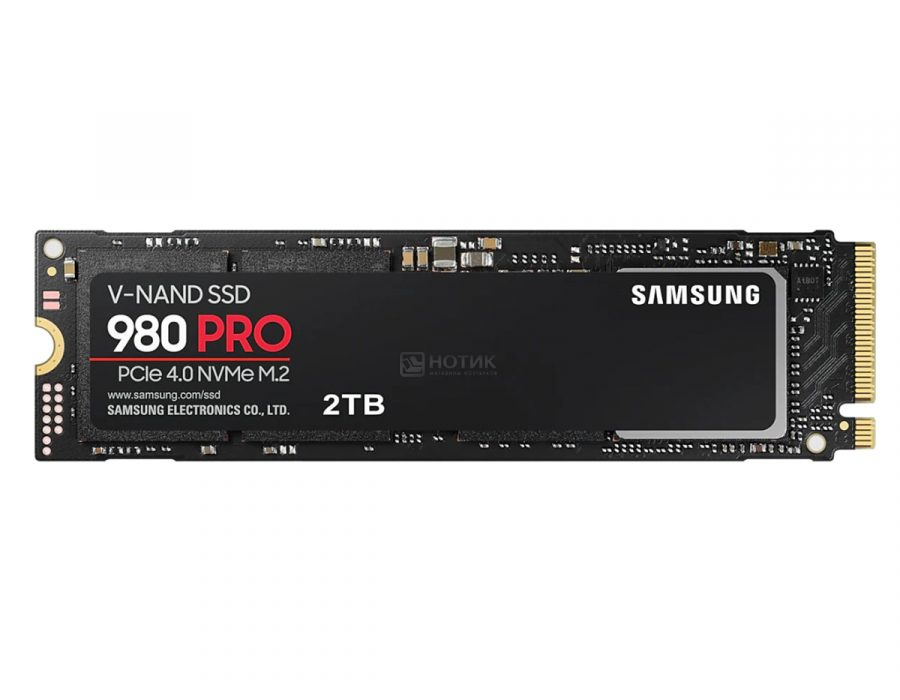  Внутренний SSD-накопитель Samsung 980 PRO 2Tb, M.2 2280, PCIe Gen4 x4, NVMe 1.3c, 3D NAND TLC, Черный MZ-V8P2T0BW