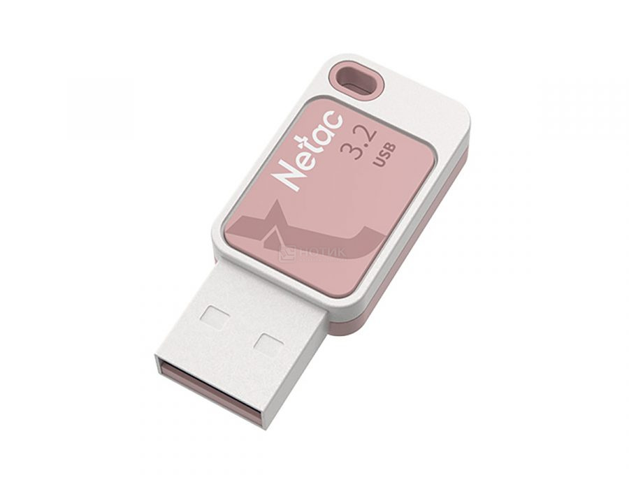   Нотик Флешка Netac UA31, 256GB, USB 3.2, Розовый/Белый (Cherry Blossom Pink) NT03UA31N-256G-32PK