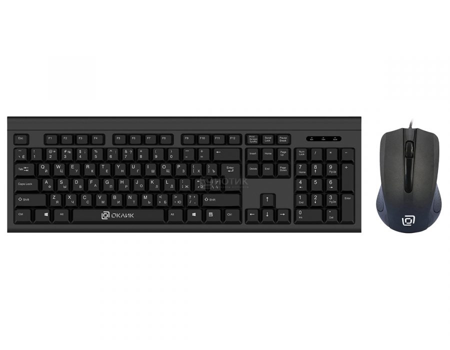   Нотик Комплект проводной клавиатура + мышь Oklick 600M, USB, Черный 337142