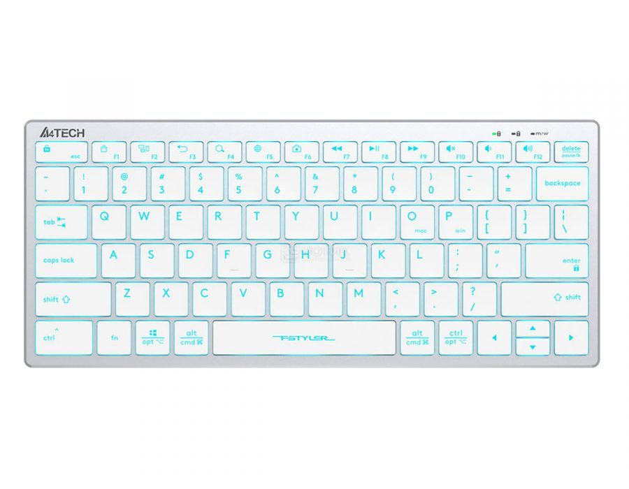   Нотик Клавиатура проводная A4Tech Fstyler FX61, USB, Голубая-подсветка, Белый/Серебристый FX61 WHITE