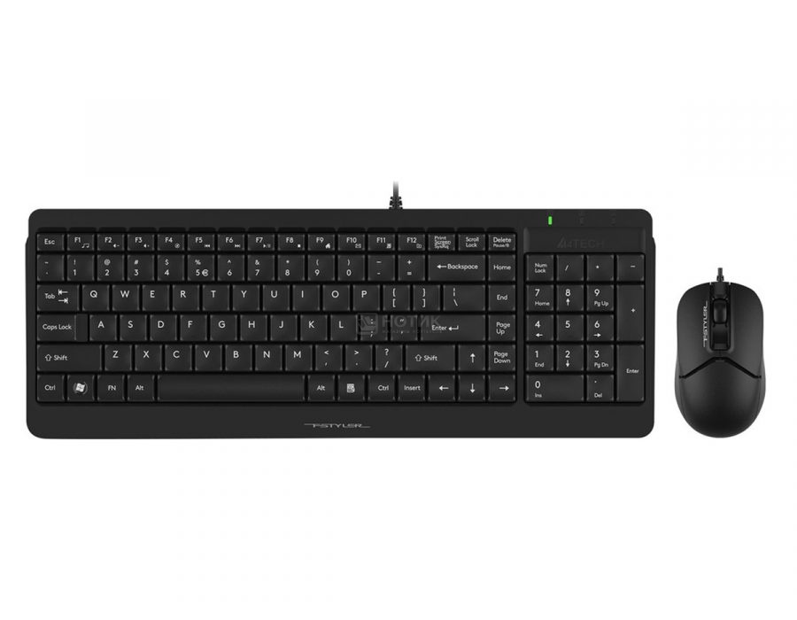   Нотик Комплект проводной клавиатура +  мышь A4Tech Fstyler F1512, USB, Черный F1512 BLACK