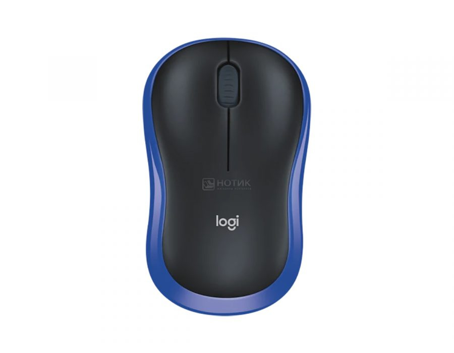   Нотик Мышь беспроводная Logitech M185, 1000dpi, Wireless/USB, Черный/Синий 910-002239