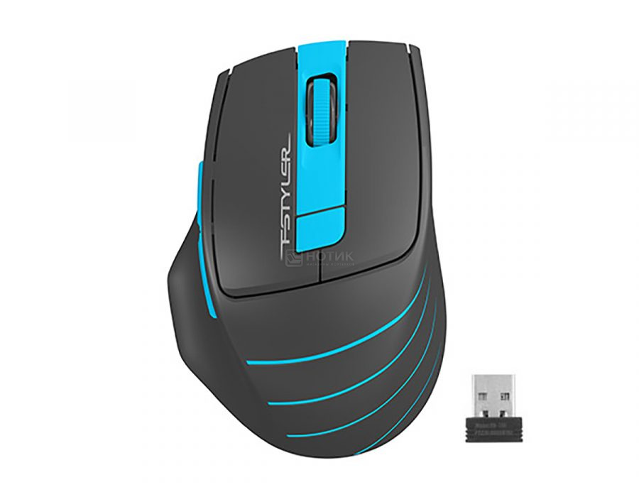  Мышь беспроводная A4Tech Fstyler FG30S, 2000dpi, Wireless/USB, Серый/Синий, FG30S BLUE