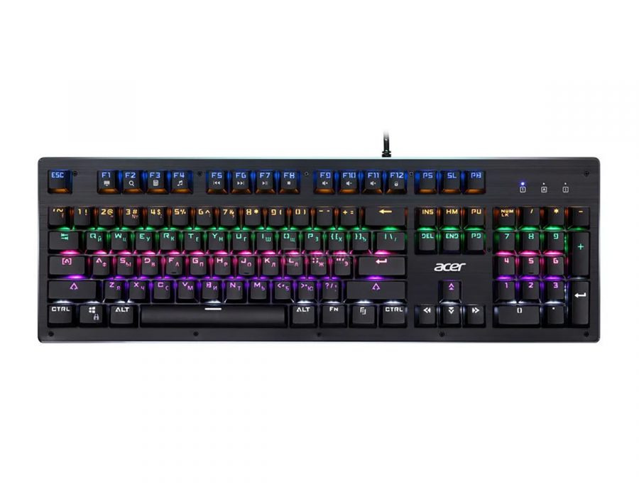 Клавиатура проводная механическая Acer OKW127, USB, RGB, Outemu Blue Switch, Черный ZL.KBDEE.00H