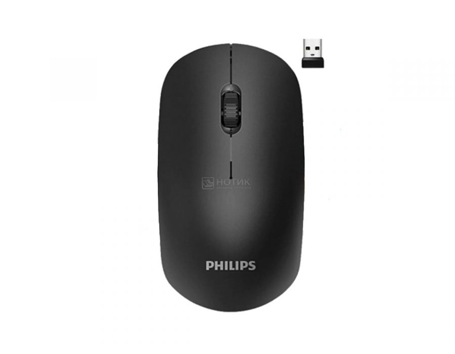Мышь беспроводная Philips M221, 1600dpi, Wireless/USB, Черный SPK7221