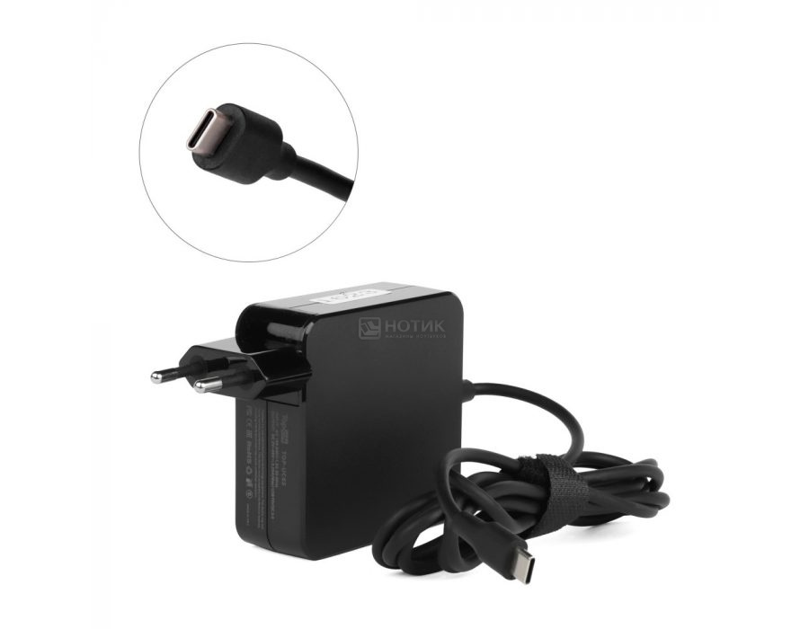  Сетевое зарядное устройство (адаптер питания) TopON TOP-UC65 (5V-20V до 3.25A, 65Вт) Type-C, Power Delivery 3.0, Quick Charge 3.0, Черный TOP-UC65 Черный