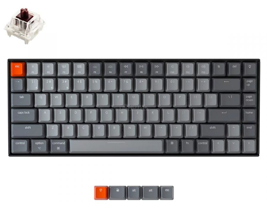 Клавиатура беспроводная механическая Keychron K2 v2 (Hot-swappable), Gateron G Pro Brown Switch, Bluetooth, RGB, 4000мАч, Серый K2C3H K2-C3H
