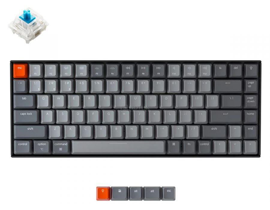 Клавиатура беспроводная механическая Keychron K2 v2 (Hot-swappable), Gateron G Pro Blue Switch, Bluetooth, RGB, 4000мАч, Серый K2C2H K2-C2H