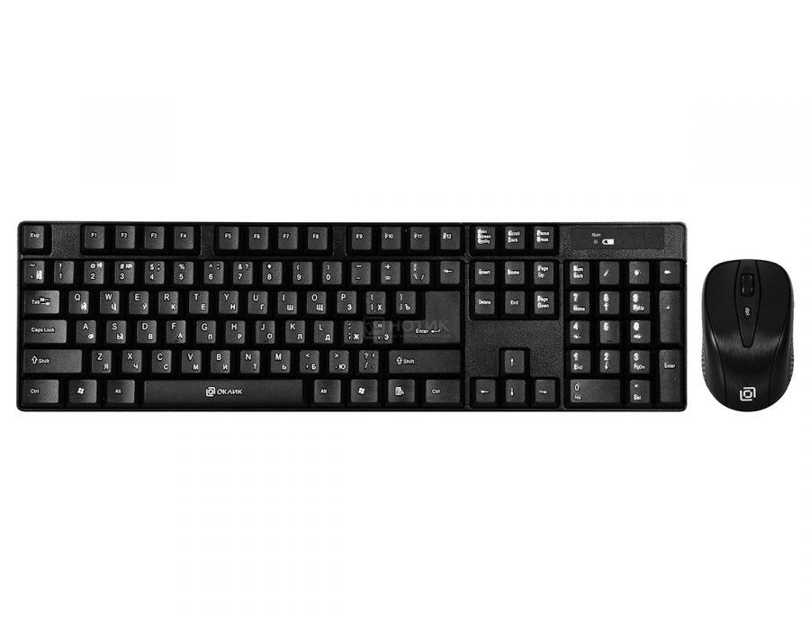   Нотик Комплект беспроводной клавиатура + мышь Oklick 210M, Wireless/USB, Черный 612841
