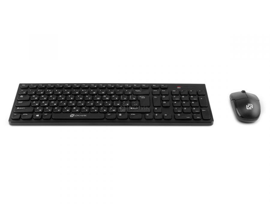   Нотик Комплект беспроводной клавиатура + мышь Oklick 220M, Wireless/USB, Черный 1062000
