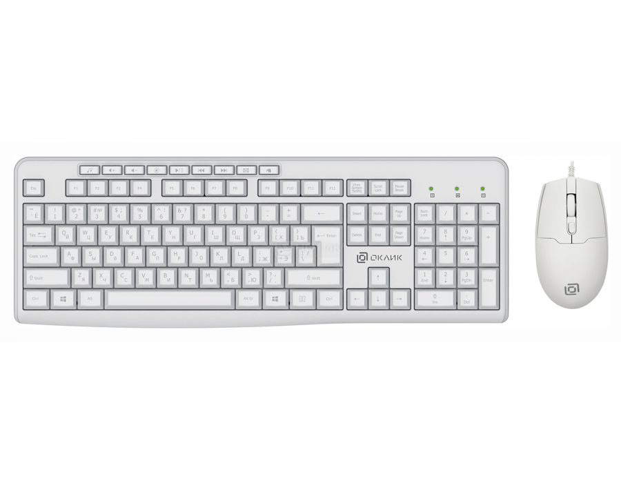  Комплект проводной клавиатура + мышь Oklick S650, USB, Белый 1875257