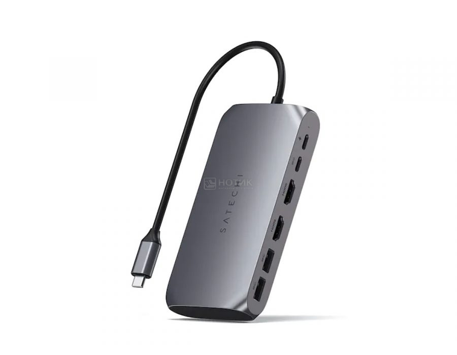 USB-хаб Satechi USB-C Multimedia Adapter M1 (2xUSB 3.0, 2xUSB Type-C, 2xHDMI), Серый космос Док-станция ST-UCM1HM