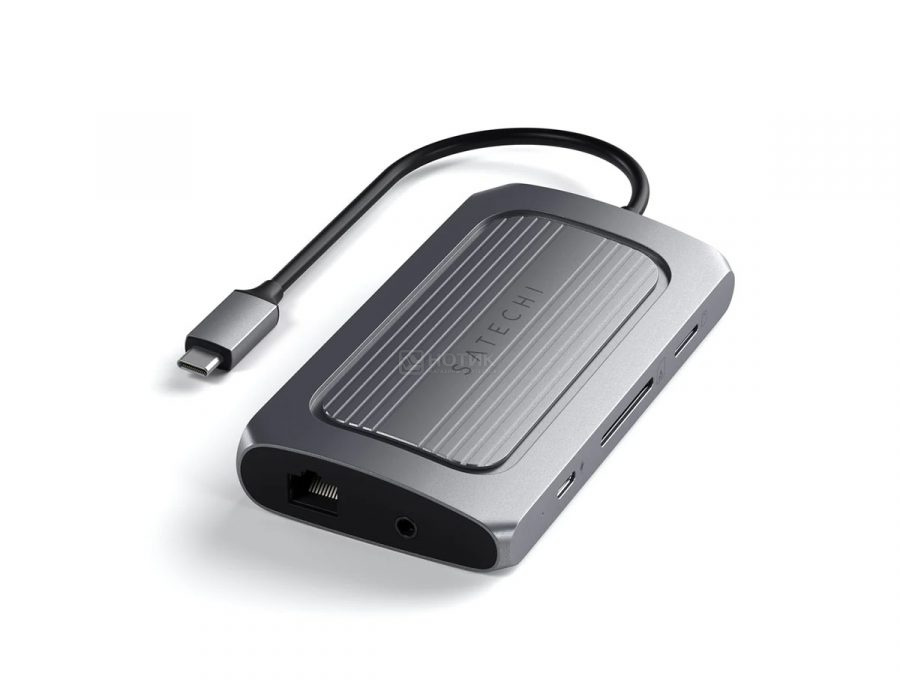 USB-хаб Satechi USB4 Multiport Adapter with 8K HDMI (2xUSB 3.2, USB 2.0, Type-C, HDMI, RJ-45, Micro/SD, 3.5 mm), до 100 Вт, Серый космос ST-U4MA3M