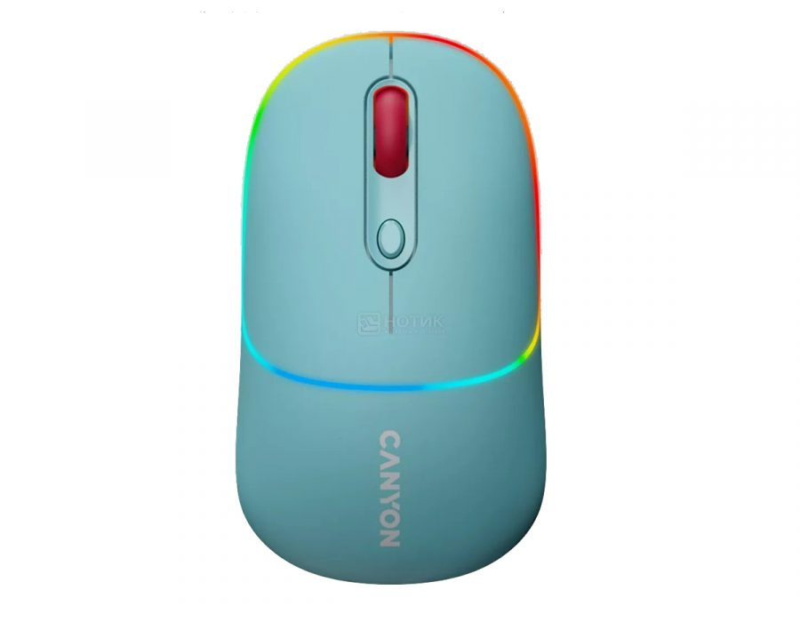   Нотик Мышь беспроводная Canyon MW-22, 1600dpi, Bluetooth/Wireless, RGB, 650mAh, Темный циан (Dark Cyan) CNS-CMSW22DC