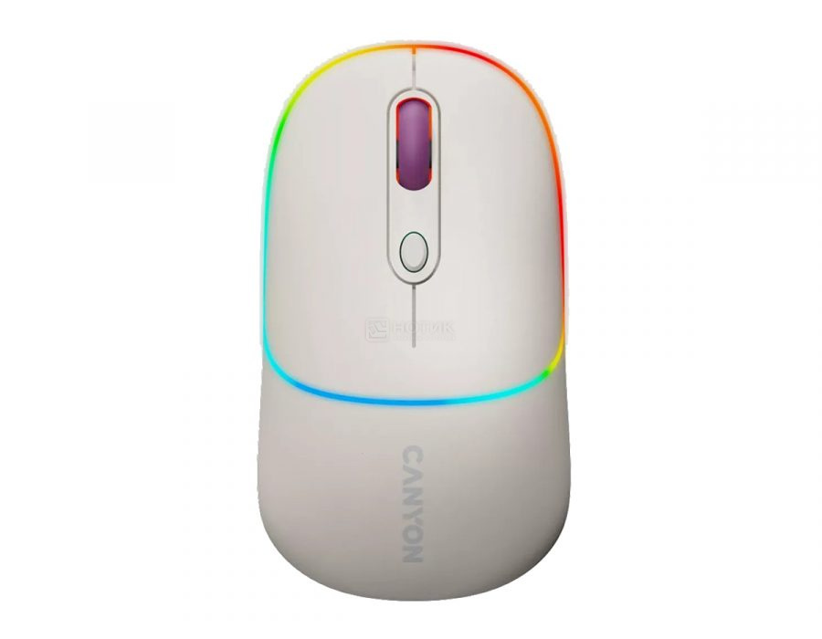  Мышь беспроводная Canyon MW-22, 1600dpi, Bluetooth/Wireless, RGB, 650mAh, Рис (Rice) CNS-CMSW22RC