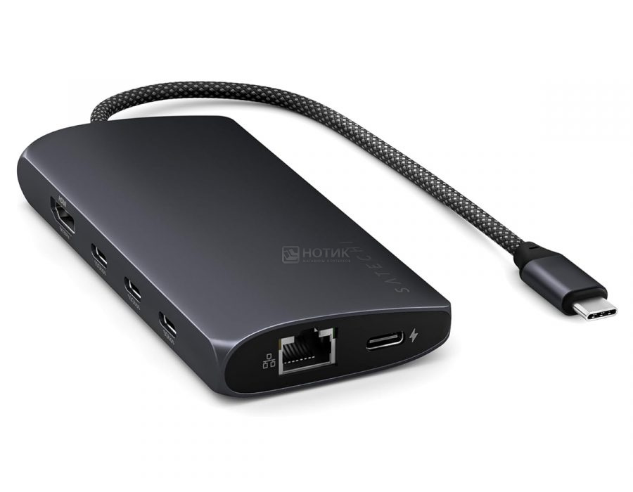 USB-хаб Satechi USB-C Multiport Adapter 8K With Ethernet V3 (5xUSB Type-C, HDMI, RJ-45, SD, micro-SD), Черный Док-станция ST-P8KED