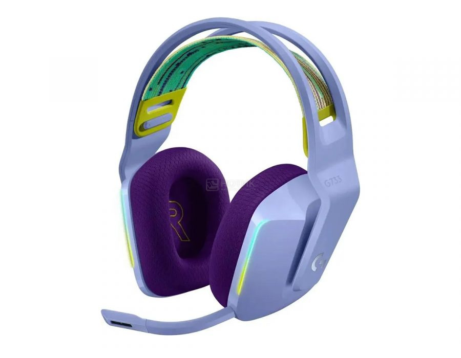   Нотик Гарнитура беспроводная Logitech G733, Wireless/USB, RGB подсветка, Фиолетовый 981-000890